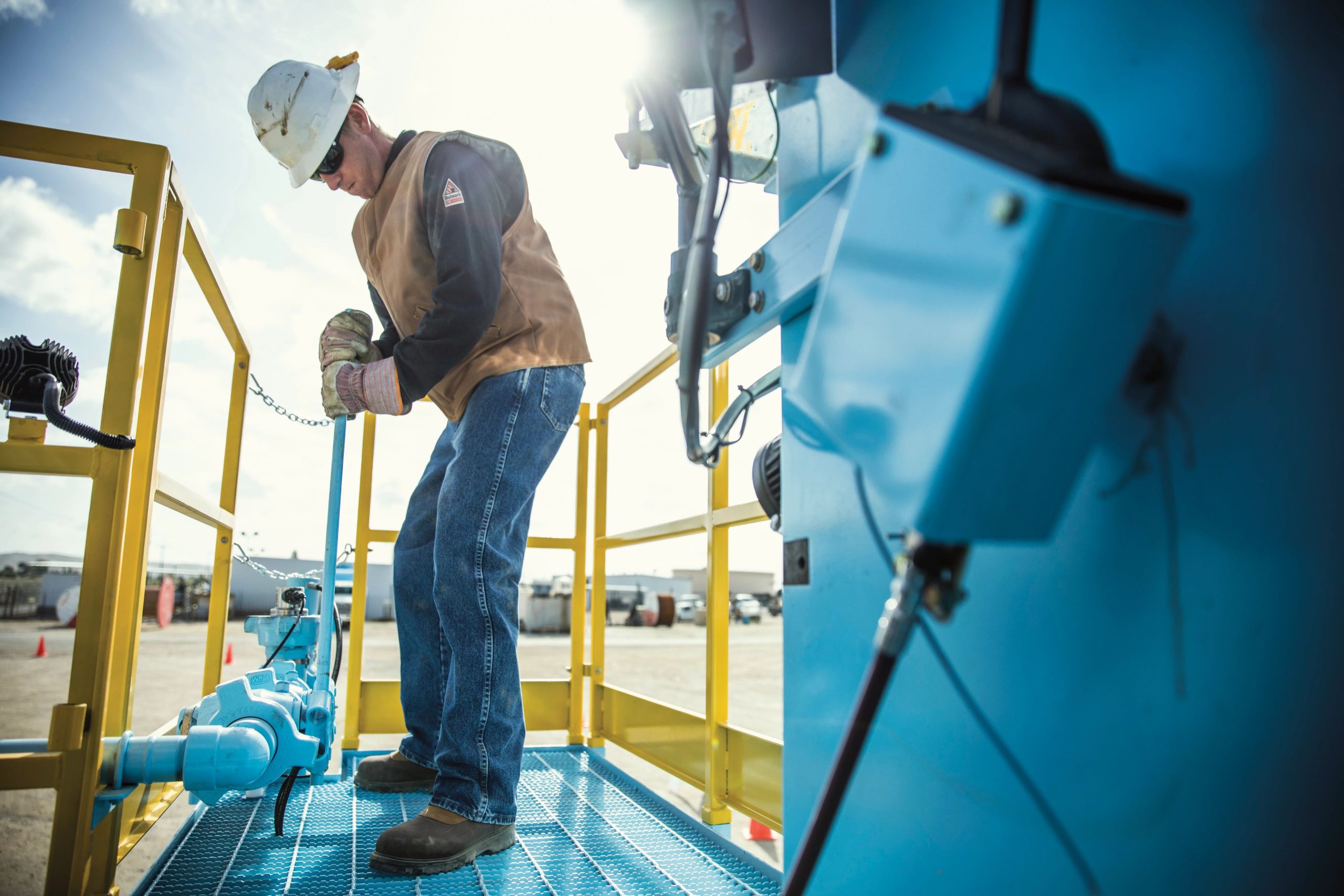 Man working on oil rig